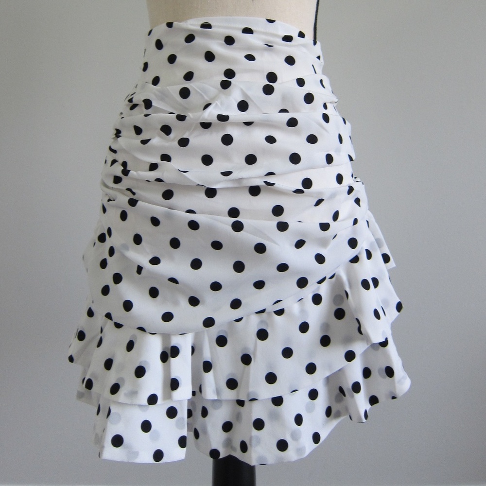 White Polkadot Ruffle Skirt